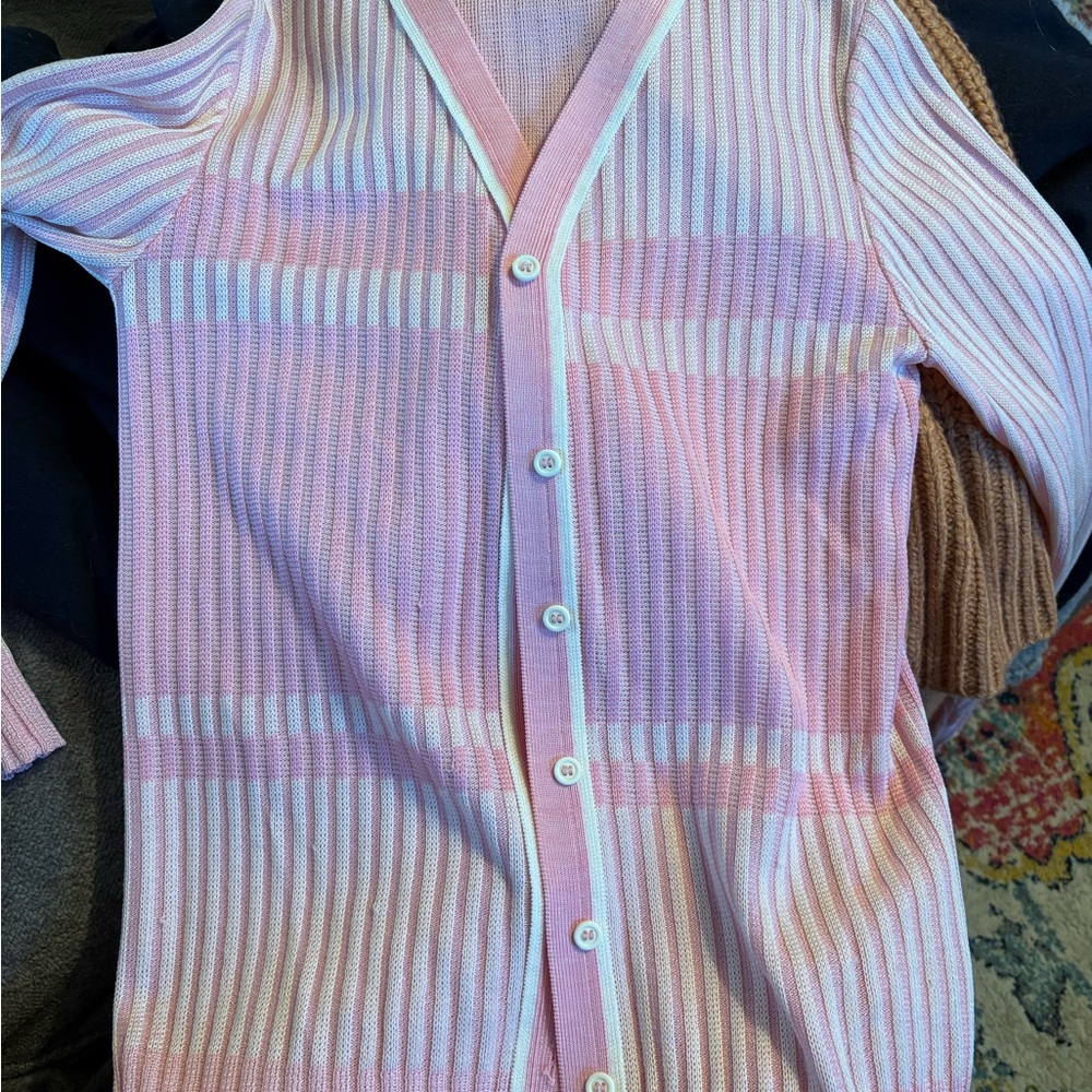 Vintage 70’s Pink Striped Women's Cardigan